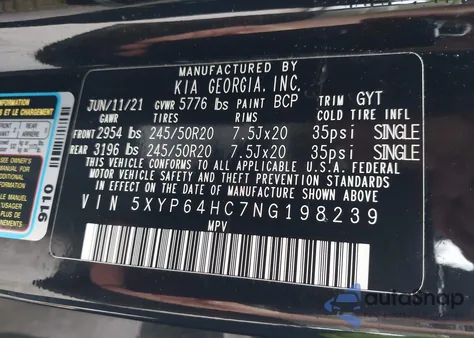 2022 Kia Telluride S z USA, uszkodzony, nr VIN 5XYP64HC7NG198239